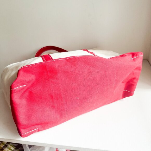 L.L Bean Boat and Tote Ivory Canvas Monogram Tote Bag Made in USA - Picture 3 of 6